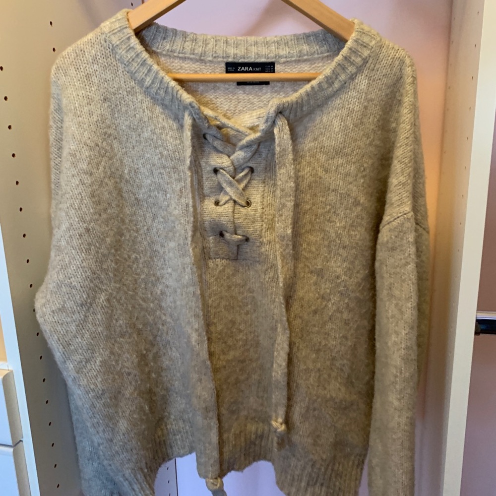 Zara wool sweater lace up detail